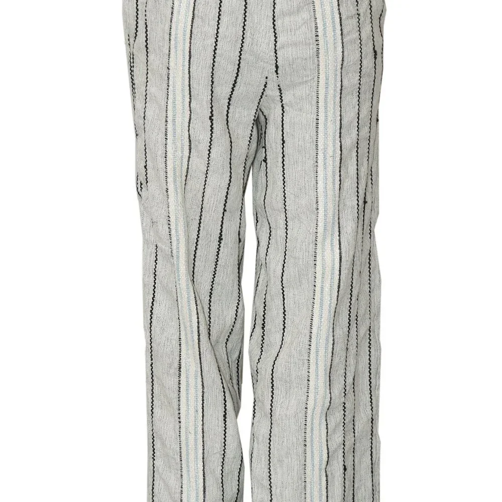 Free People Take Me To Paris Stripe Printed Pants Pocket Pull On Gray New M